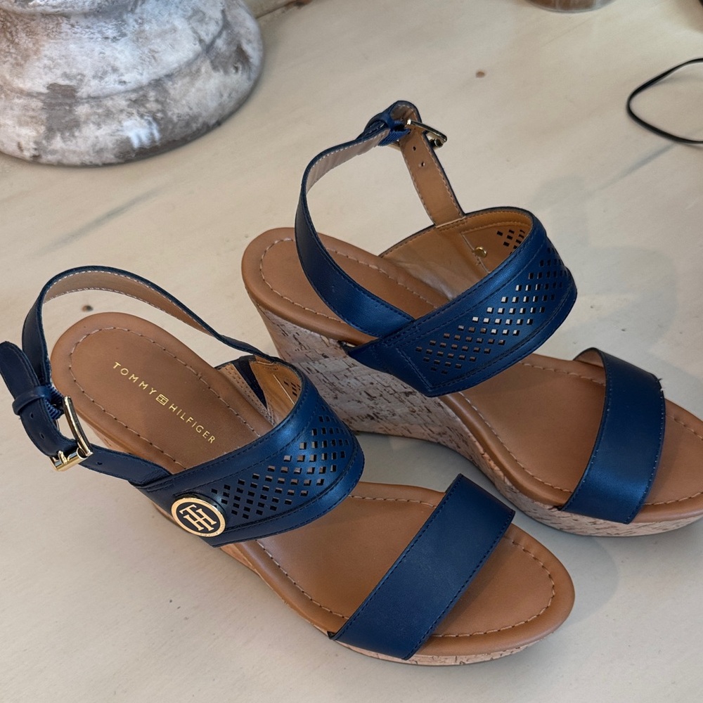 Tommy Hilfiger Navy Wedge Sandals